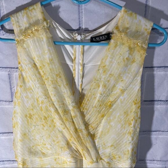 Lauren By Ralph Lauren beautiful Womens Romantic Flowy Lined Yellow Size 8 - Picture 4 of 6
